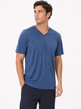 RAPHA BLUE V-NECK HOT WEATHER BASELAYER T-SHIRT - M